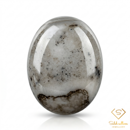 Natural Agate | 6.42 Carat Oval Cabochon | White Dendritic Agate Gemstone