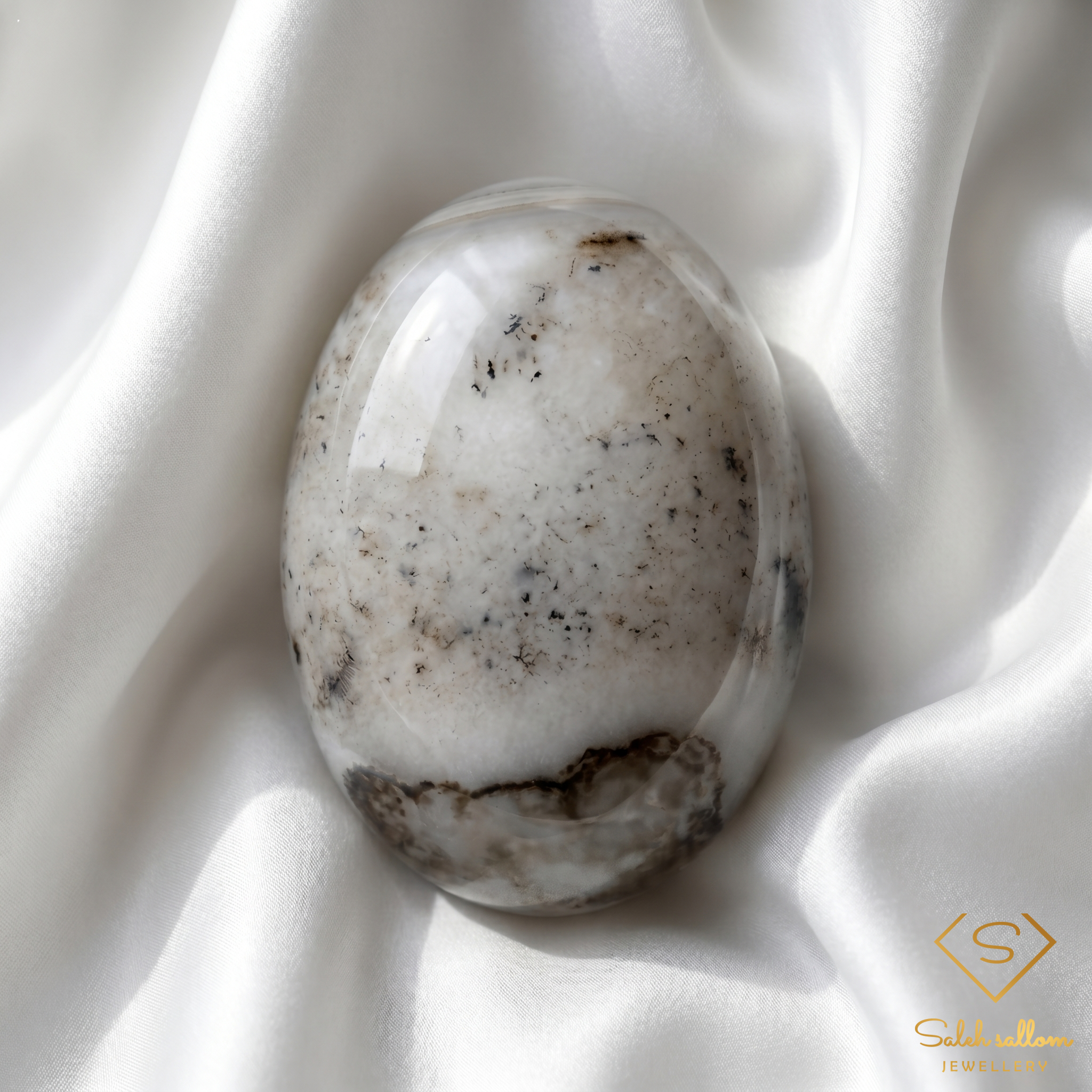 Natural Agate Cabochon | 6.42 Carat White Dendritic Oval Agate Gemstone | Scenic Natural Collector Stone Secondary image