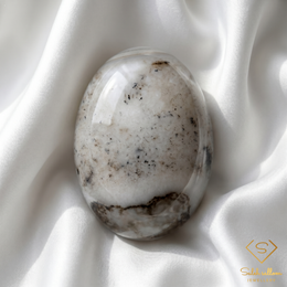 Natural Agate | 6.42 Carat Oval Cabochon | White Dendritic Agate Gemstone