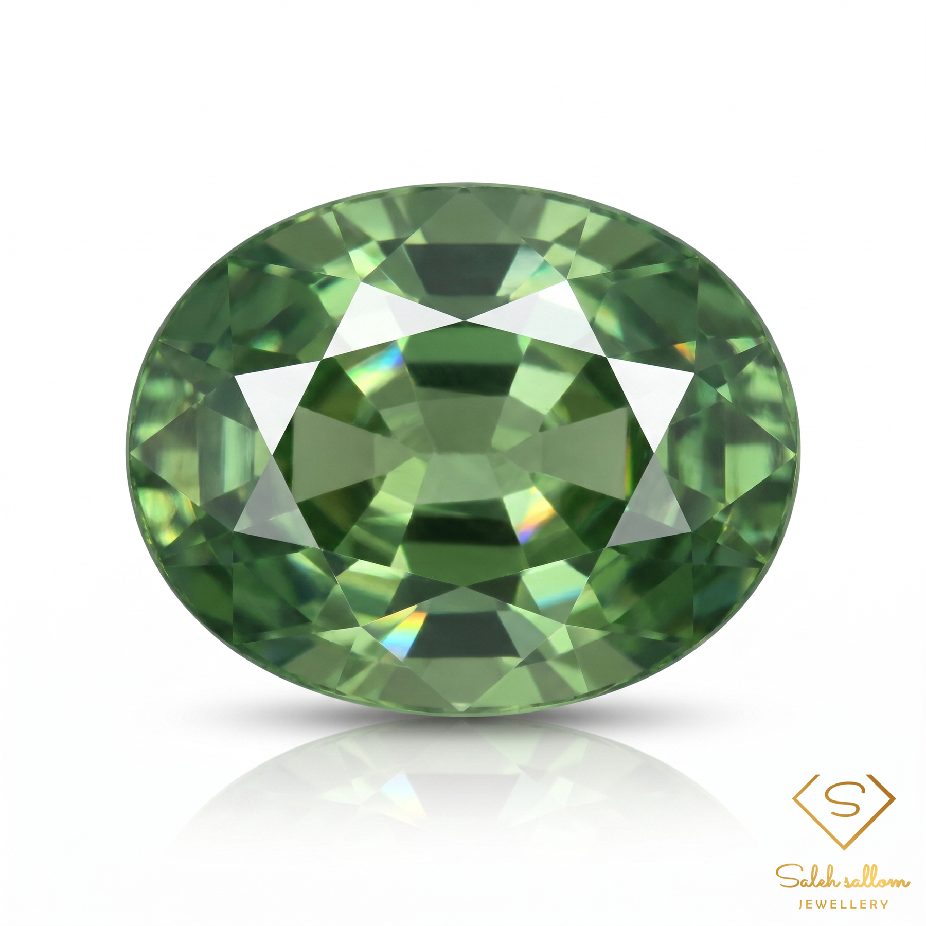 Natural Green Sapphire | 0.52 Carat Oval Brilliant Cut | Fine Green Corundum Gemstone