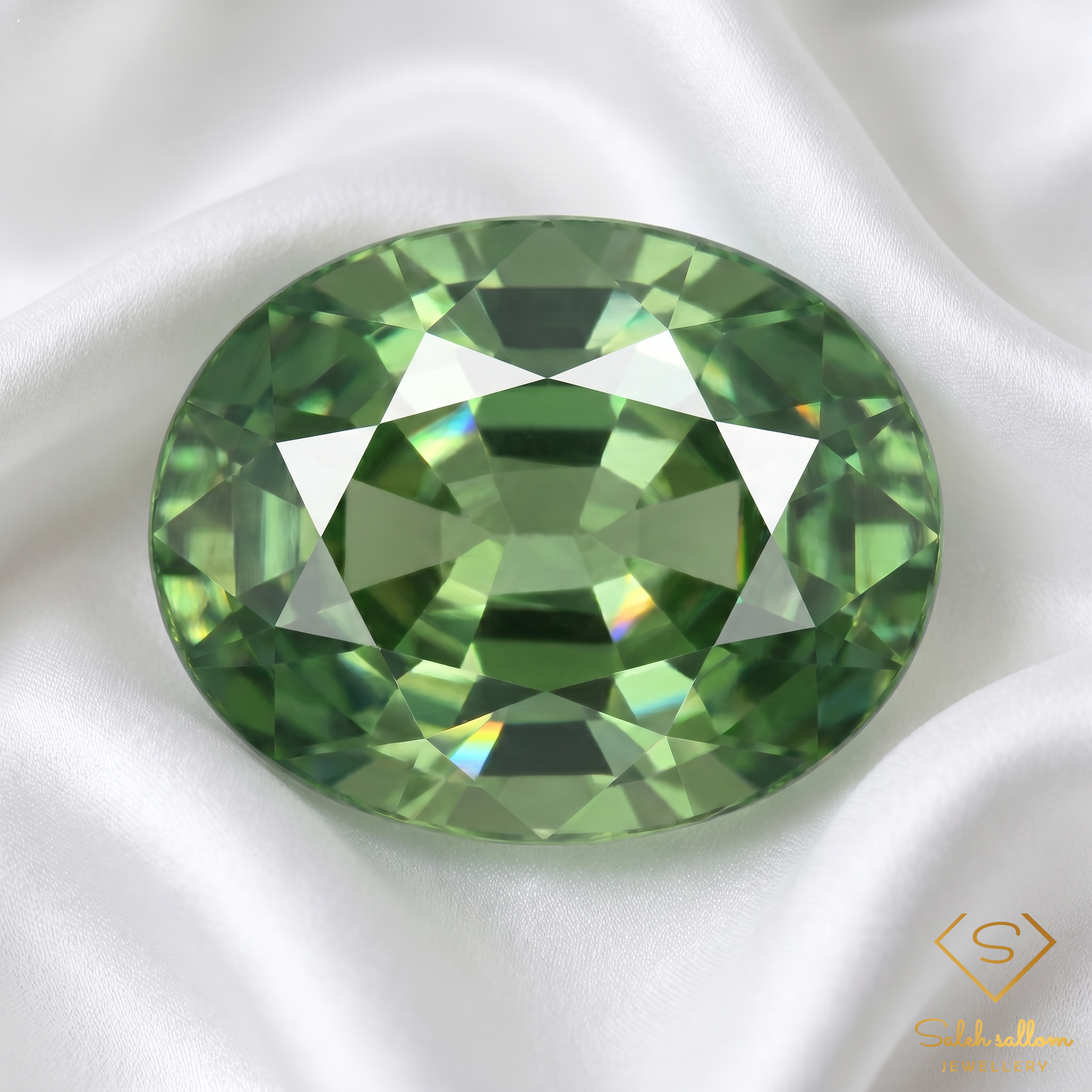 Natural Green Sapphire | 0.52 Carat Oval Brilliant Cut | Fine Green Corundum Gemstone Secondary image