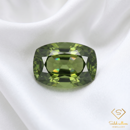 Natural Green Sapphire | 0.92 Carat Cushion Cut | Fine Green Corundum Gemstone