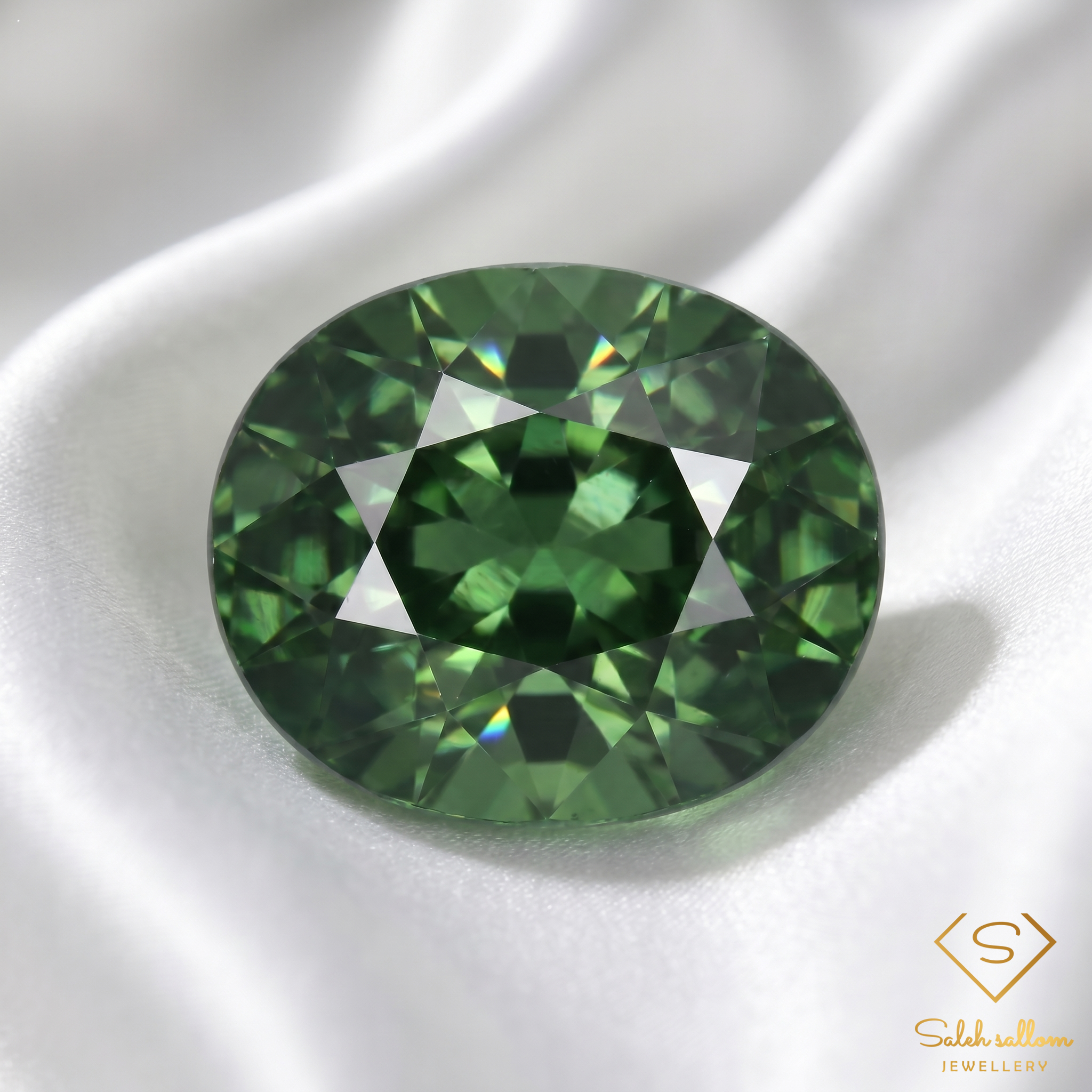 Natural Green Sapphire | 0.52 Carat Oval Brilliant Cut | Premium Deep Green Corundum Gemstone Secondary image