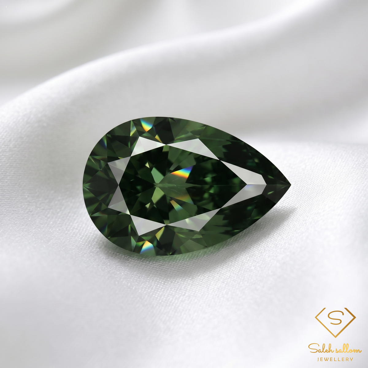 Natural Green Sapphire | 0.43 Carat Pear Cut | Fine Green Corundum Gemstone