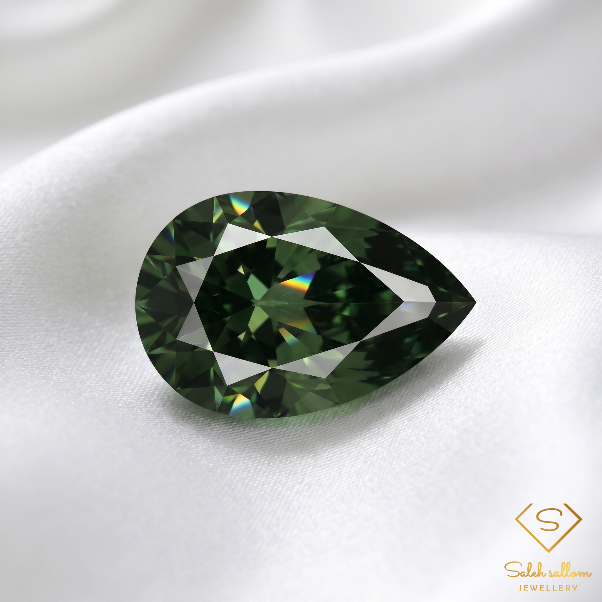 Natural Green Sapphire | 0.43 Carat Pear Brilliant Cut | Premium Forest Green Corundum Gemstone Secondary image