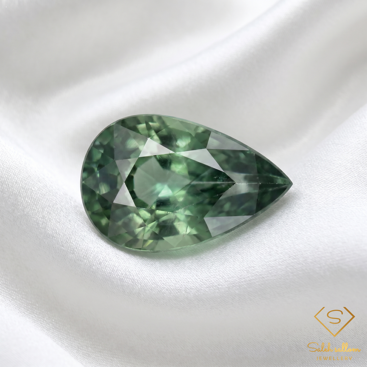 Natural Green Sapphire | 0.51 Carat Pear Brilliant Cut | Elegant Green Corundum Gemstone