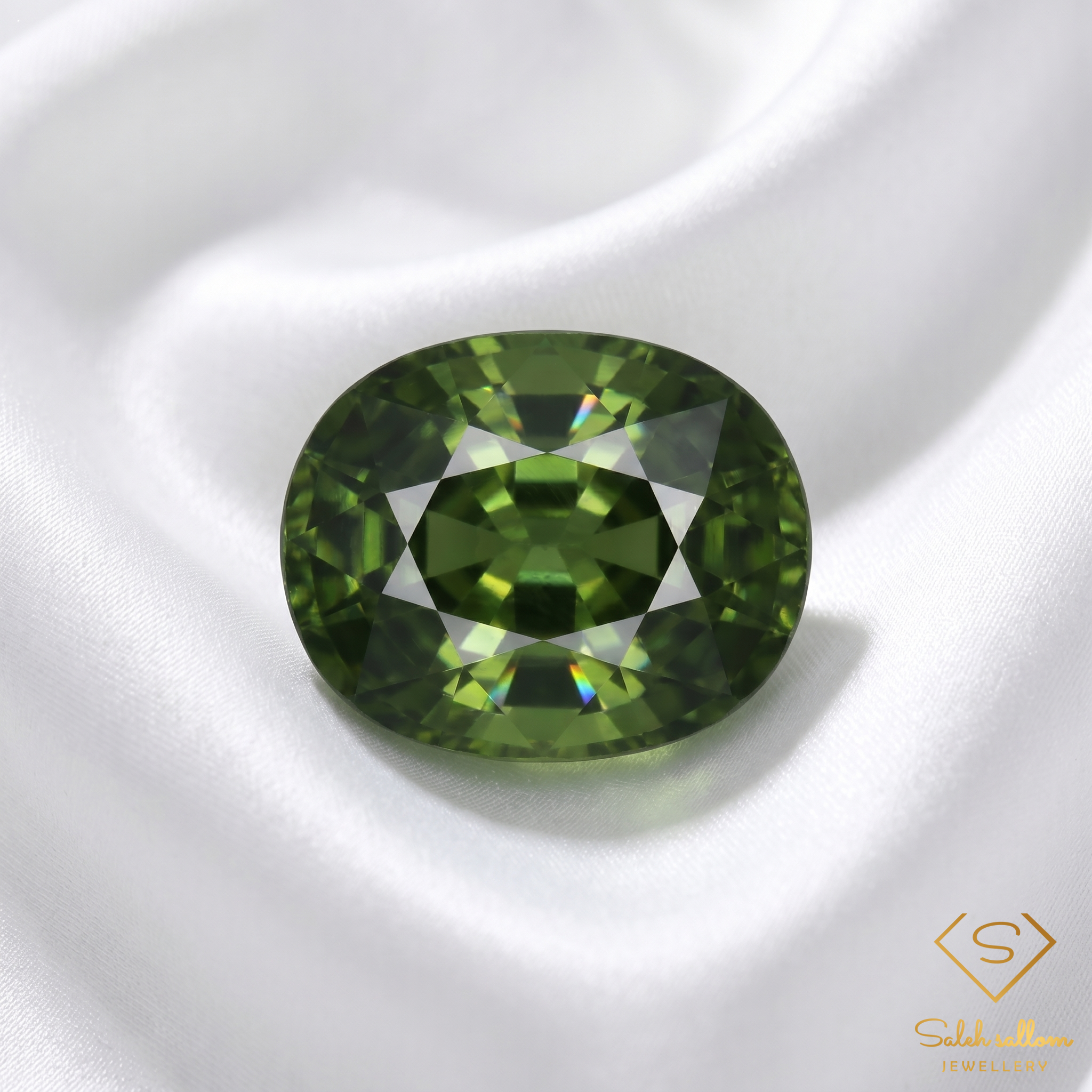 Natural Green Sapphire | 0.64 Carat Oval Mixed Cut | Fine Vivid Green Corundum Gemstone Secondary image