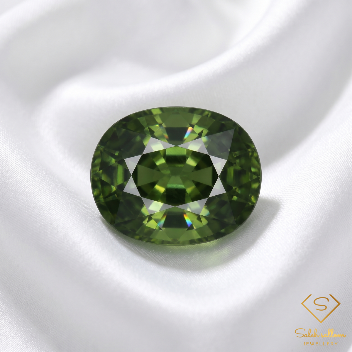 Natural Green Sapphire | 0.64 Carat Oval Mixed Cut | Fine Vivid Green Corundum Gemstone