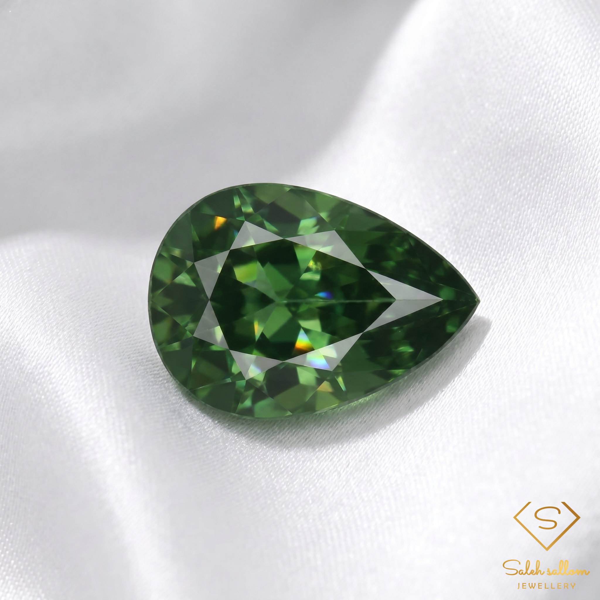 Natural Green Sapphire | 1.46 Carat Pear Mixed Cut | Fine Vivid Green Corundum Gemstone Secondary image