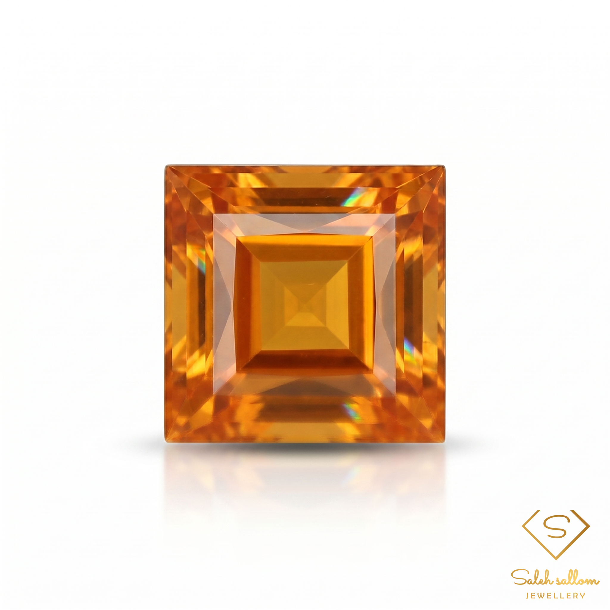 Natural Orange Sapphire | 0.76 Carat Square Step Cut | Vivid Orange Corundum Gemstone Main image