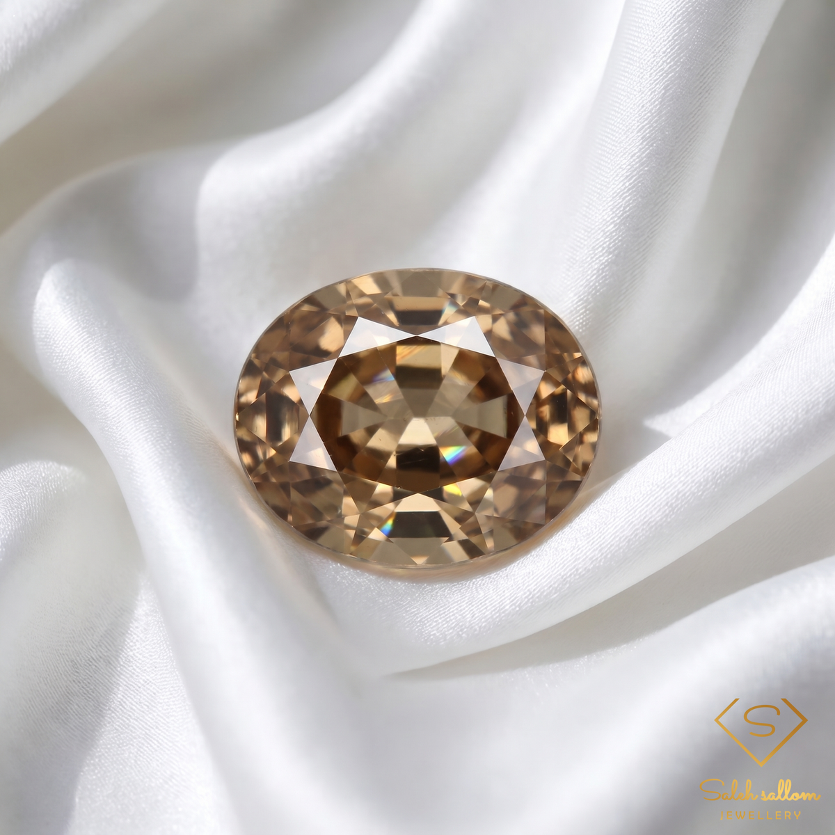 Natural Champagne Sapphire | 0.54 Carat Oval Cut | Elegant Earth-Tone Corundum Gemstone