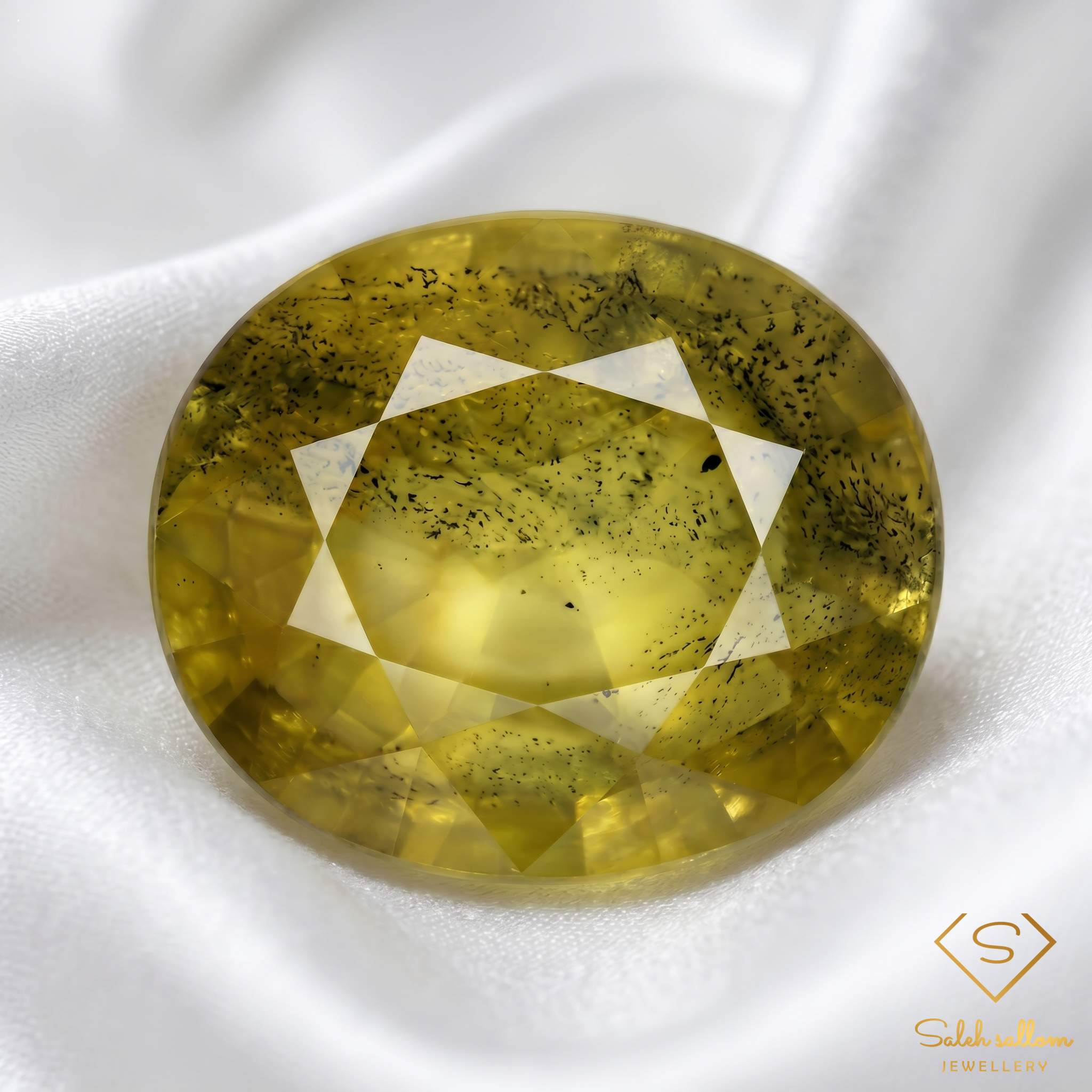 Natural Yellow Sapphire with Dendritic Inclusions | 1.29 Carat Oval Cut | Unique Collector's Corundum Gemstone Secondary image