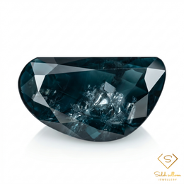 Natural Blue-Green Sapphire | 12.30 Carat Fancy Half-Moon Mixed Cut | Collector's Teal Corundum Gemstone