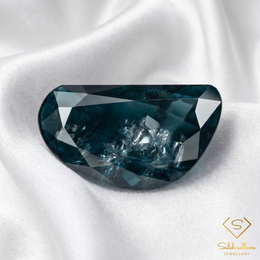 Natural Blue-Green Sapphire | 12.30 Carat Fancy Half-Moon Mixed Cut | Collector's Teal Corundum Gemstone