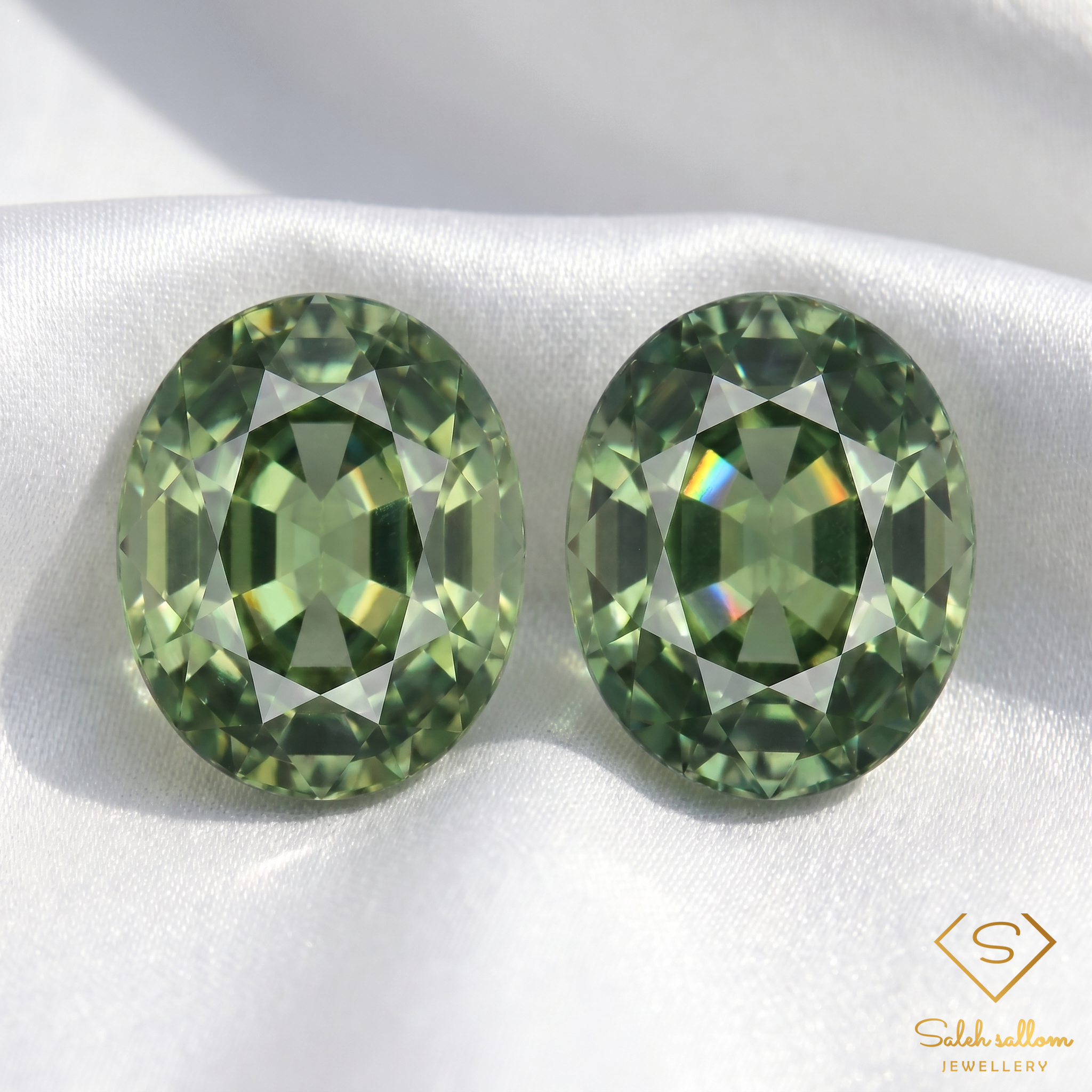 Matching Pair of Natural Green Sapphires | Total 1.58 Carats | Oval Mixed Cut | Fine Corundum Gemstones Secondary image