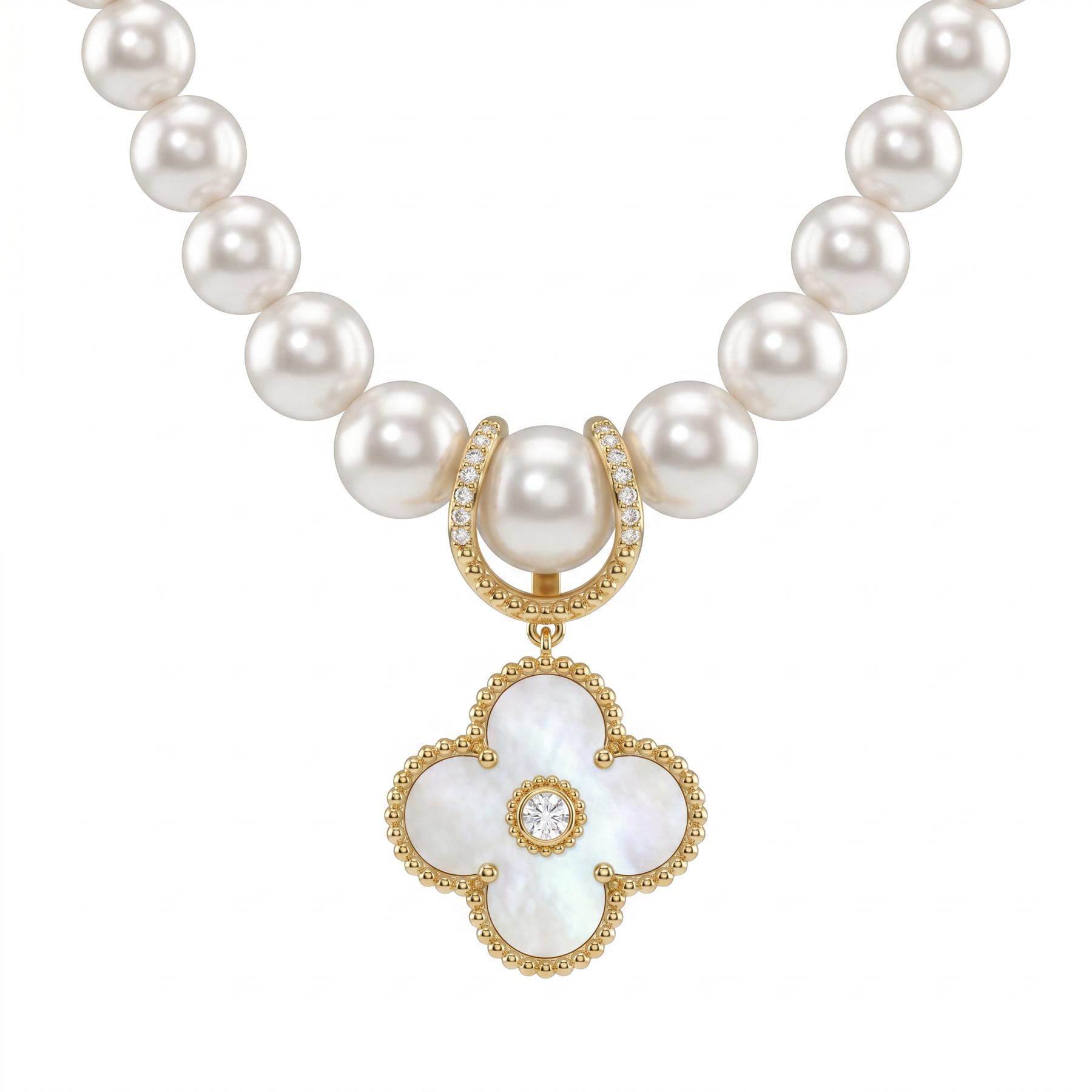 Natural Pearl & Diamond Luxury Necklace | 44.17 g Gross Weight | 0.25 CT Diamonds | 18K Fine Gold | Saleh Sallom