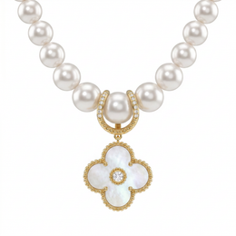 Natural Pearl & Diamond Luxury Necklace | 44.17 g Gross Weight | 0.25 CT Diamonds | 18K Fine Gold | Saleh Sallom