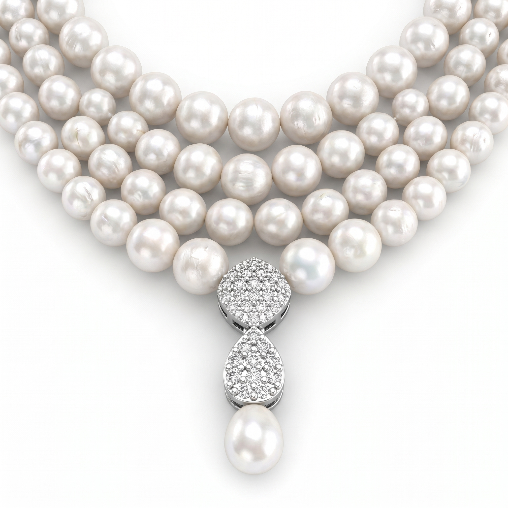 Luxury Natural Pearl & Diamond Necklace | 174.62 g Gross Weight | 18K Fine Gold | Saleh Sallom Main image