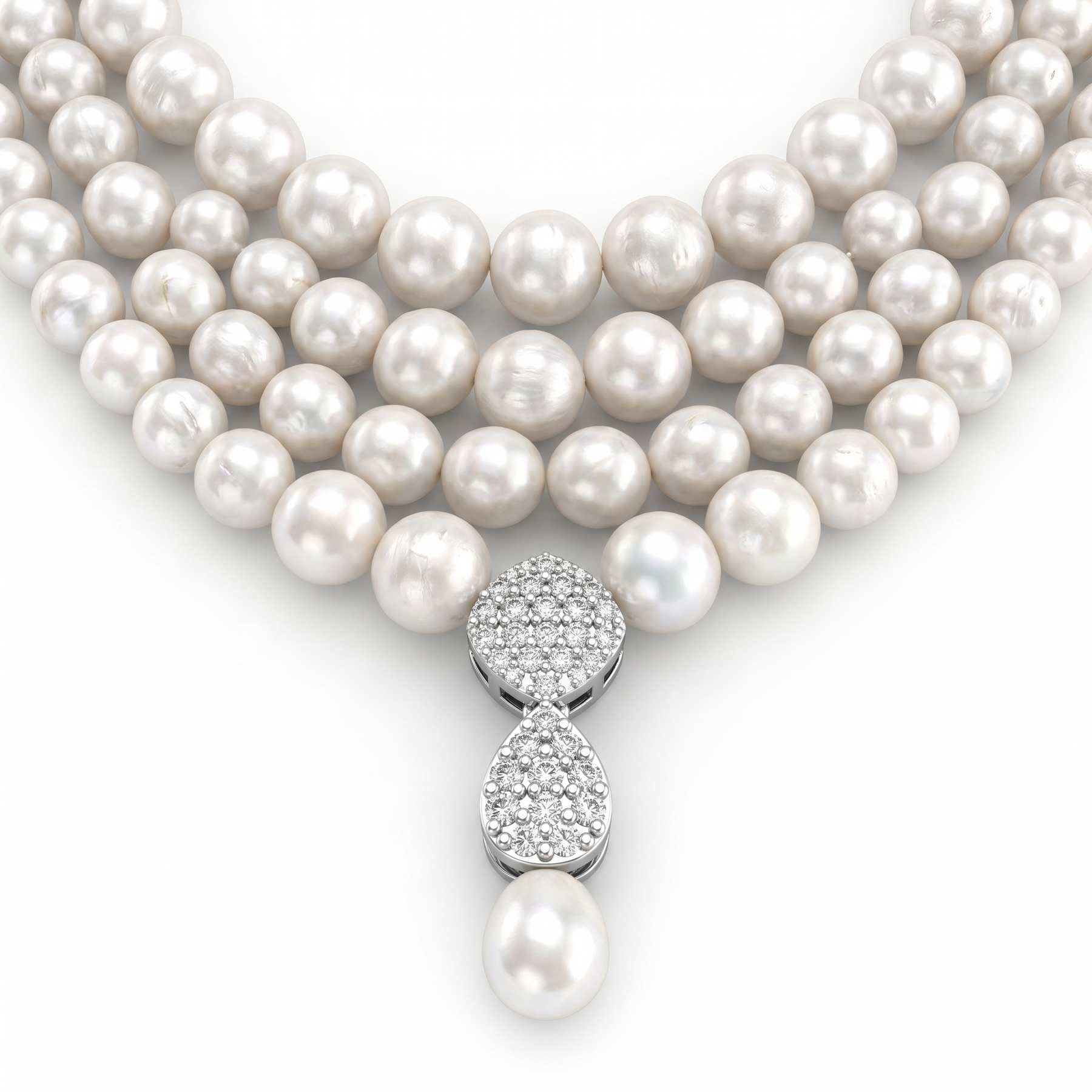 Luxury Natural Pearl & Diamond Necklace | 174.62 g Gross Weight | 18K Fine Gold | Saleh Sallom