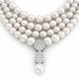 Luxury Natural Pearl & Diamond Necklace | 174.62 g Gross Weight | 18K Fine Gold | Saleh Sallom