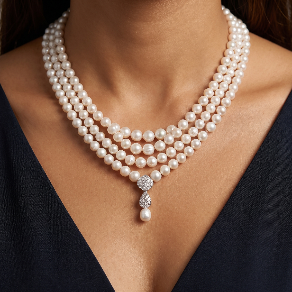 Luxury Natural Pearl & Diamond Necklace | 174.62 g Gross Weight | 18K Fine Gold | Saleh Sallom