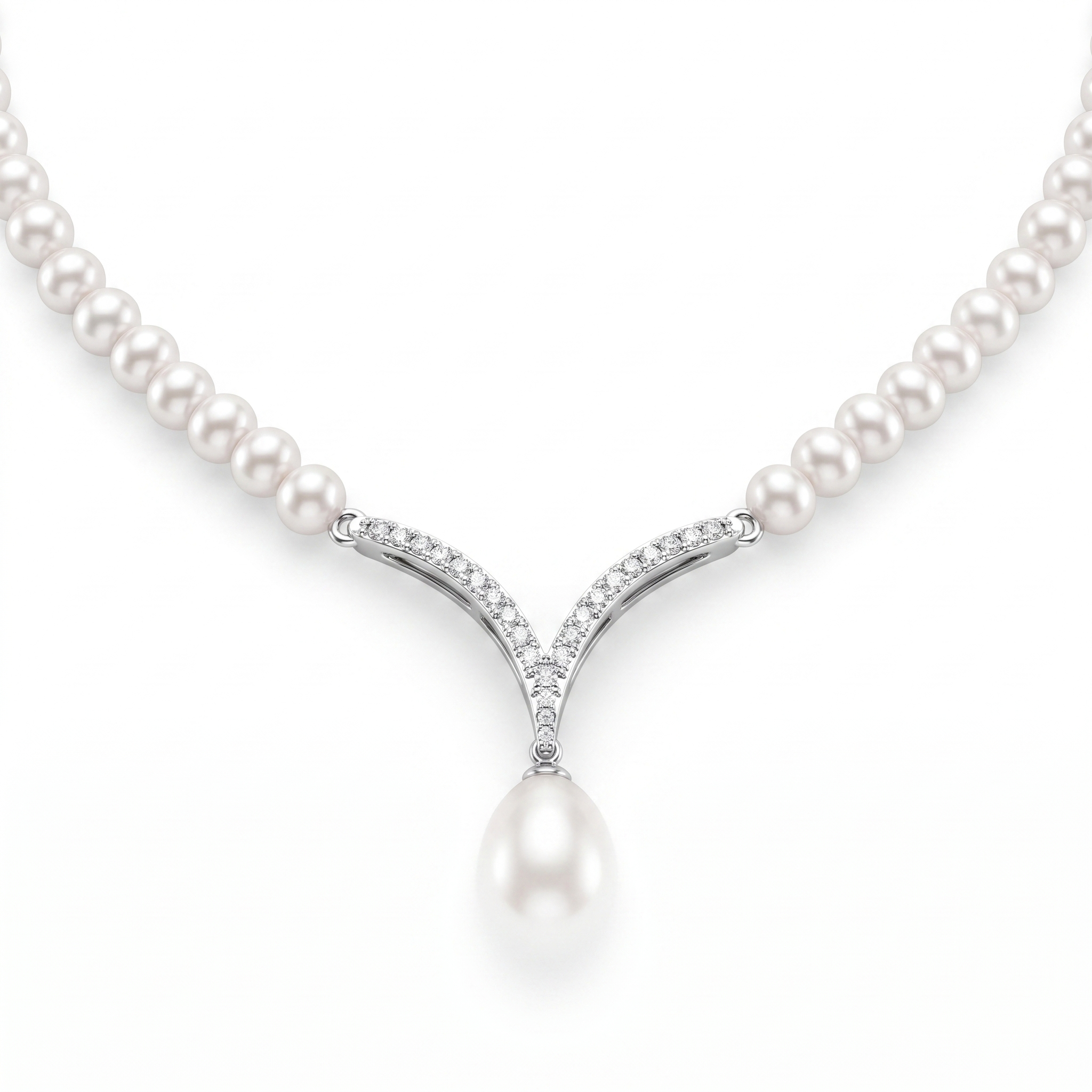 Natural Pearl & Diamond Luxury Necklace | 0.35 CT Natural Diamonds | 18K Fine Gold | 18.73 g Gross Weight | Saleh Sallom Main image