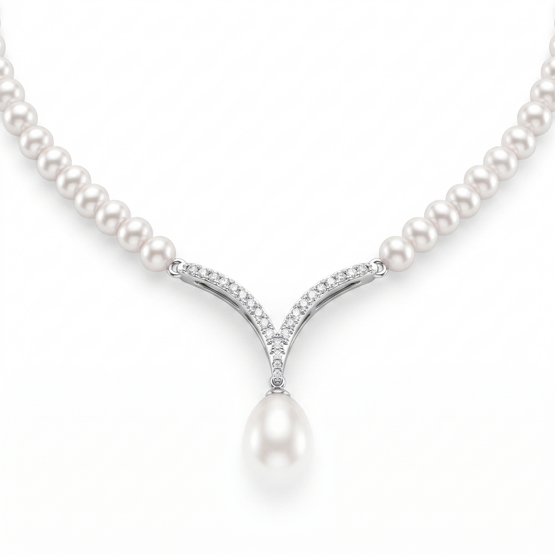 Natural Pearl & Diamond Luxury Necklace | 0.35 CT Natural Diamonds | 18K Fine Gold | 18.73 g Gross Weight | Saleh Sallom