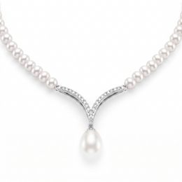 Natural Pearl & Diamond Luxury Necklace | 0.35 CT Natural Diamonds | 18K Fine Gold | 18.73 g Gross Weight | Saleh Sallom