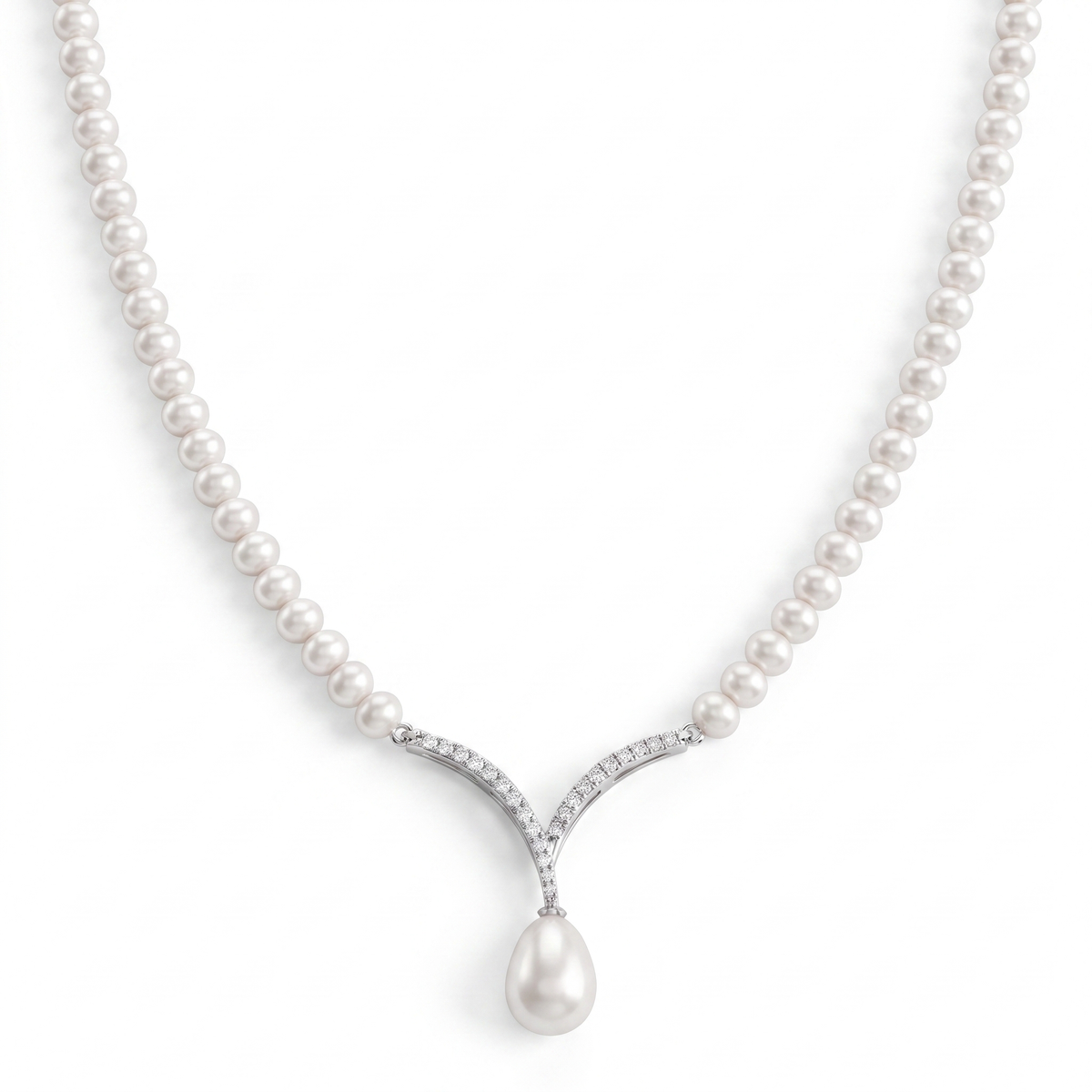 Natural Pearl & Diamond Luxury Necklace | 0.35 CT Natural Diamonds | 18K Fine Gold | 18.73 g Gross Weight | Saleh Sallom