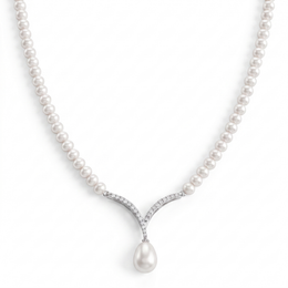 Natural Pearl & Diamond Luxury Necklace | 0.35 CT Natural Diamonds | 18K Fine Gold | 18.73 g Gross Weight | Saleh Sallom