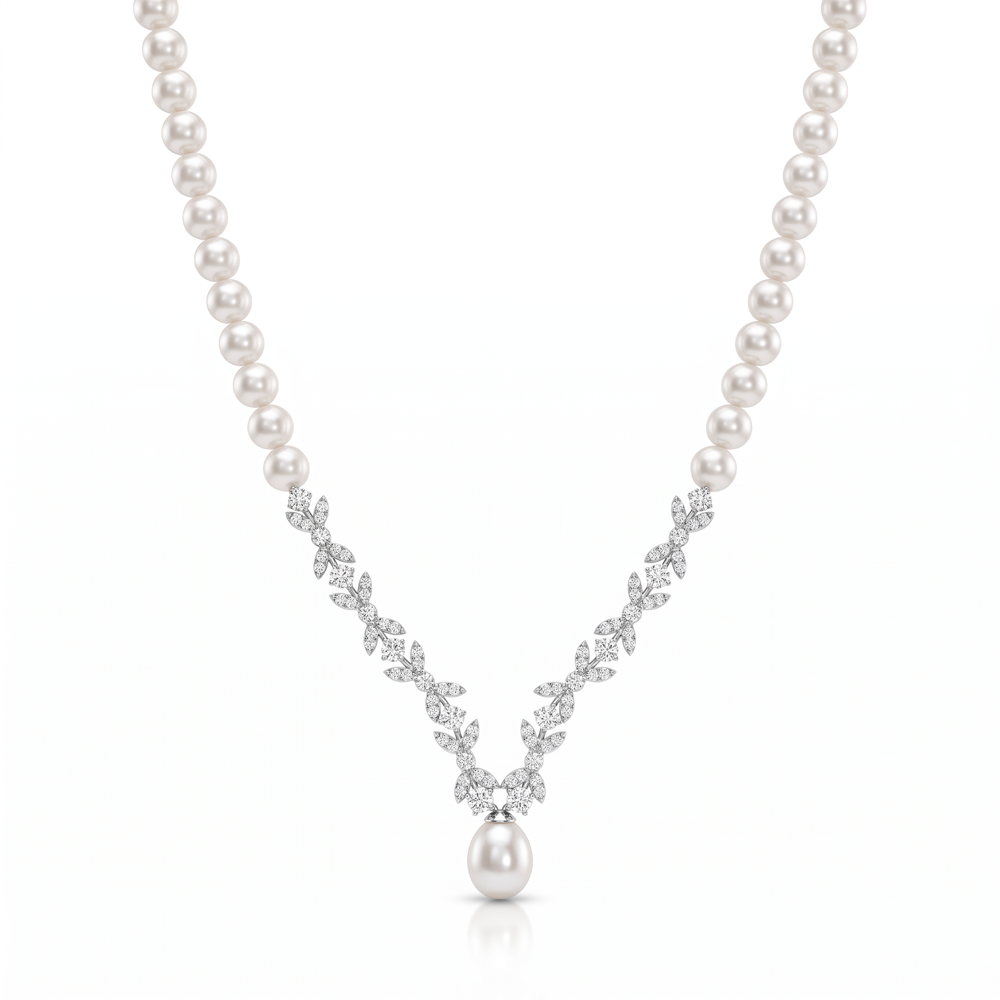 Natural Pearl & Diamond Luxury Necklace | 2.29 CT Natural Diamonds | 18K Fine Gold | 26.95 g Gross Weight | Saleh Sallom Secondary image