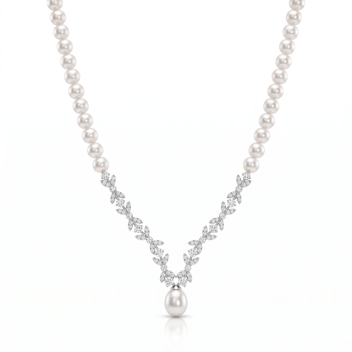 Natural Pearl & Diamond Luxury Necklace | 2.29 CT Natural Diamonds | 18K Fine Gold | 26.95 g Gross Weight | Saleh Sallom