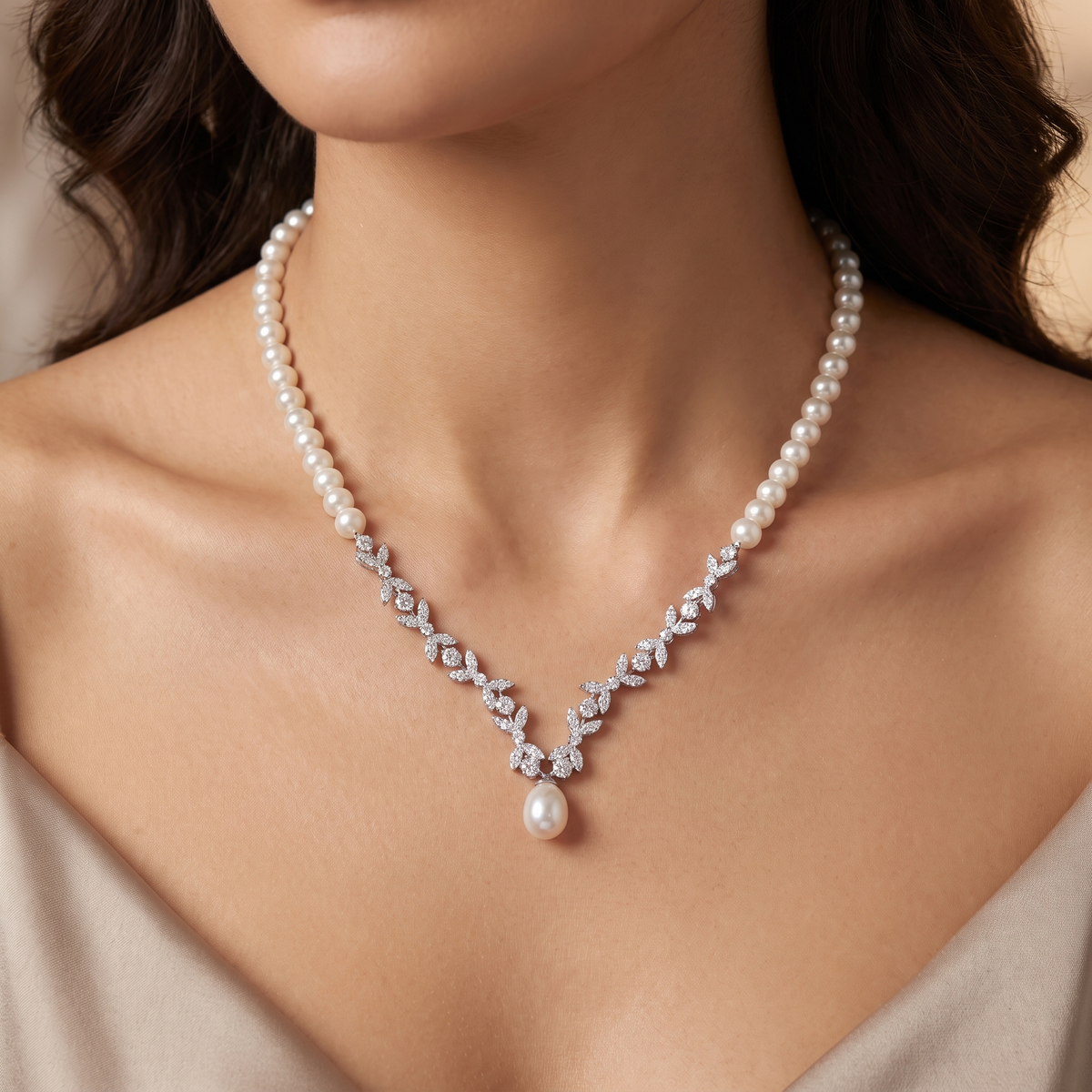 Natural Pearl & Diamond Luxury Necklace | 2.29 CT Natural Diamonds | 18K Fine Gold | 26.95 g Gross Weight | Saleh Sallom