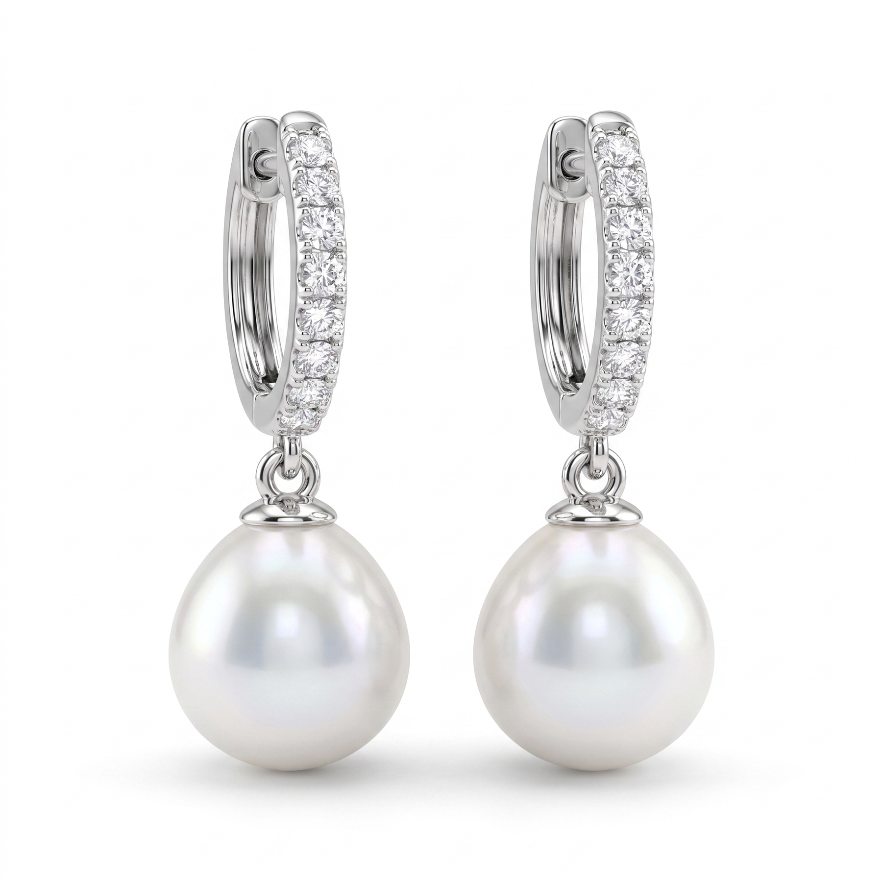 Natural Pearl & Diamond Luxury Drop Earrings | 0.30 CT Natural Diamonds | 18K Fine Gold | 4.51 g Gross Weight | Saleh Sallom