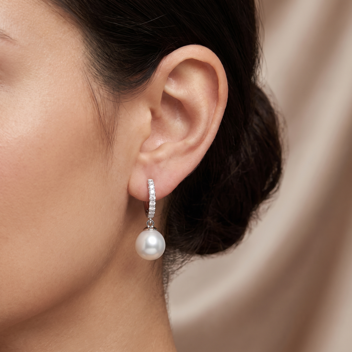 Natural Pearl & Diamond Luxury Drop Earrings | 0.30 CT Natural Diamonds | 18K Fine Gold | 4.51 g Gross Weight | Saleh Sallom