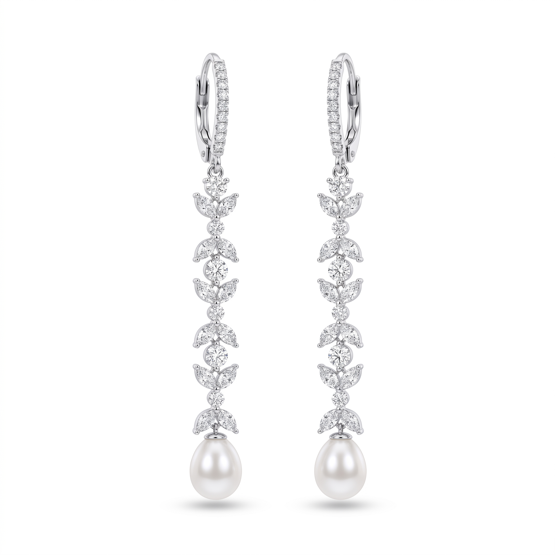 Natural Pearl & Diamond Luxury Drop Earrings | 1.01 CT Natural Diamonds | 18K Fine Gold | 4.67 g Gross Weight | Saleh Sallom