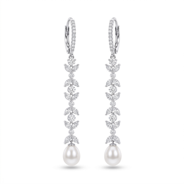 Natural Pearl & Diamond Luxury Drop Earrings | 1.01 CT Natural Diamonds | 18K Fine Gold | 4.67 g Gross Weight | Saleh Sallom
