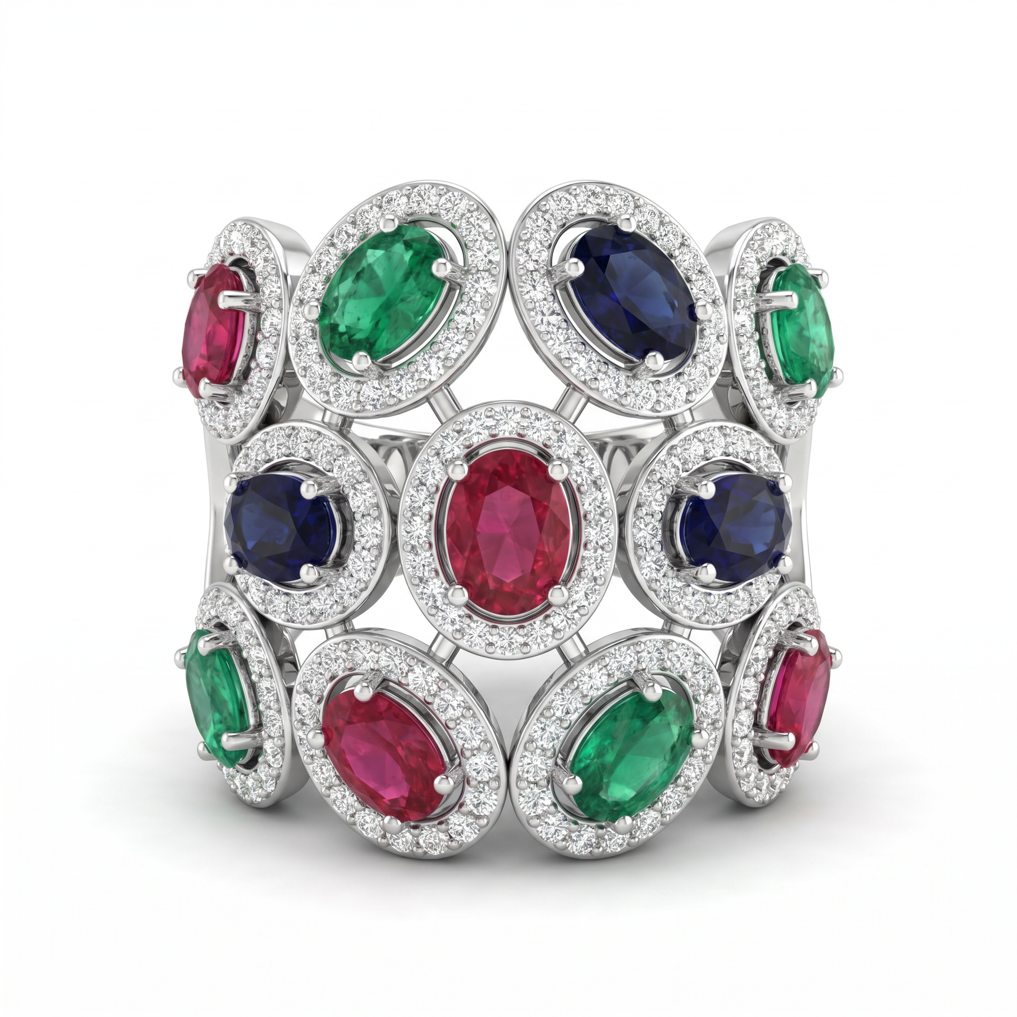 Natural Ruby & Diamond Cocktail Ring | 3.90 CT Natural Rubies | 1.53 CT Natural Diamonds | 18K White Gold | Saleh Sallom Secondary image