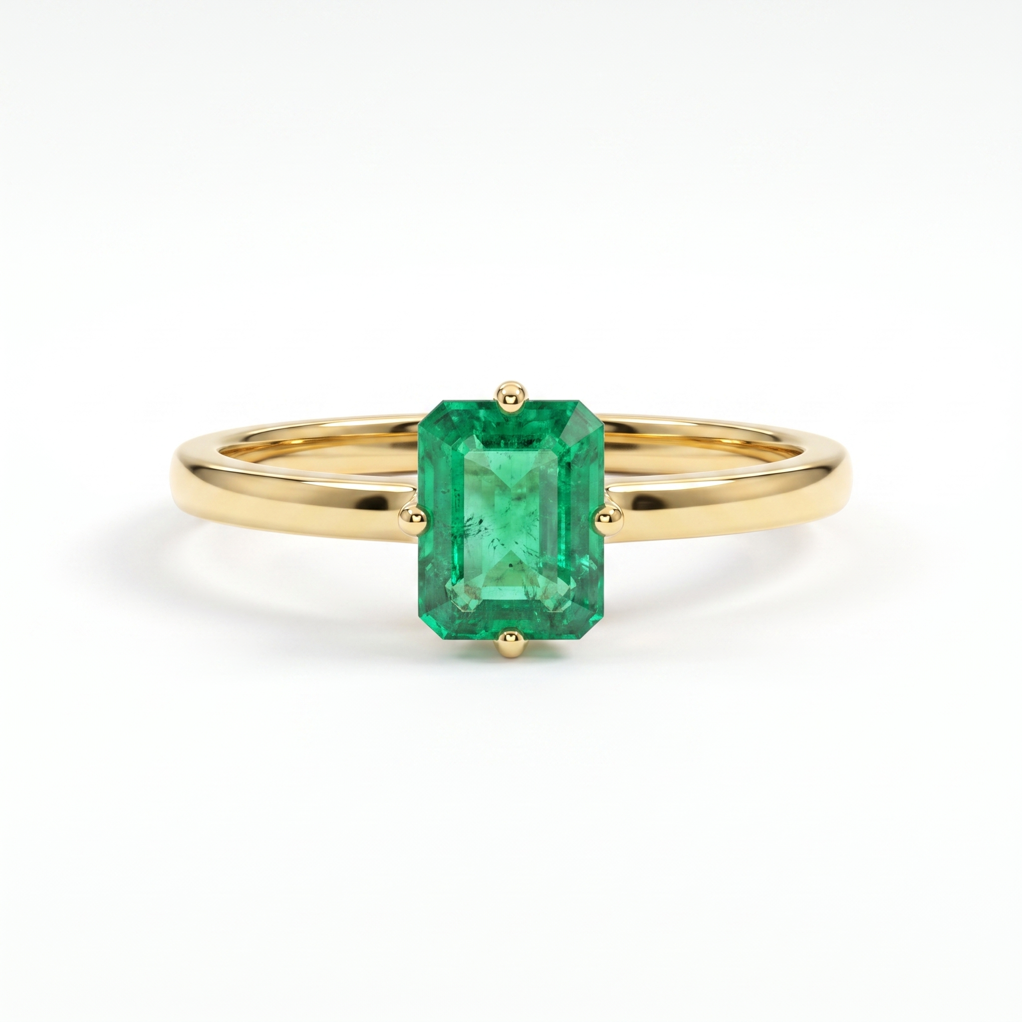 IGI Certified Natural Emerald Cut Emerald Solitaire Ring | 18K Yellow Gold | 0.64 CT Natural Emerald Main image