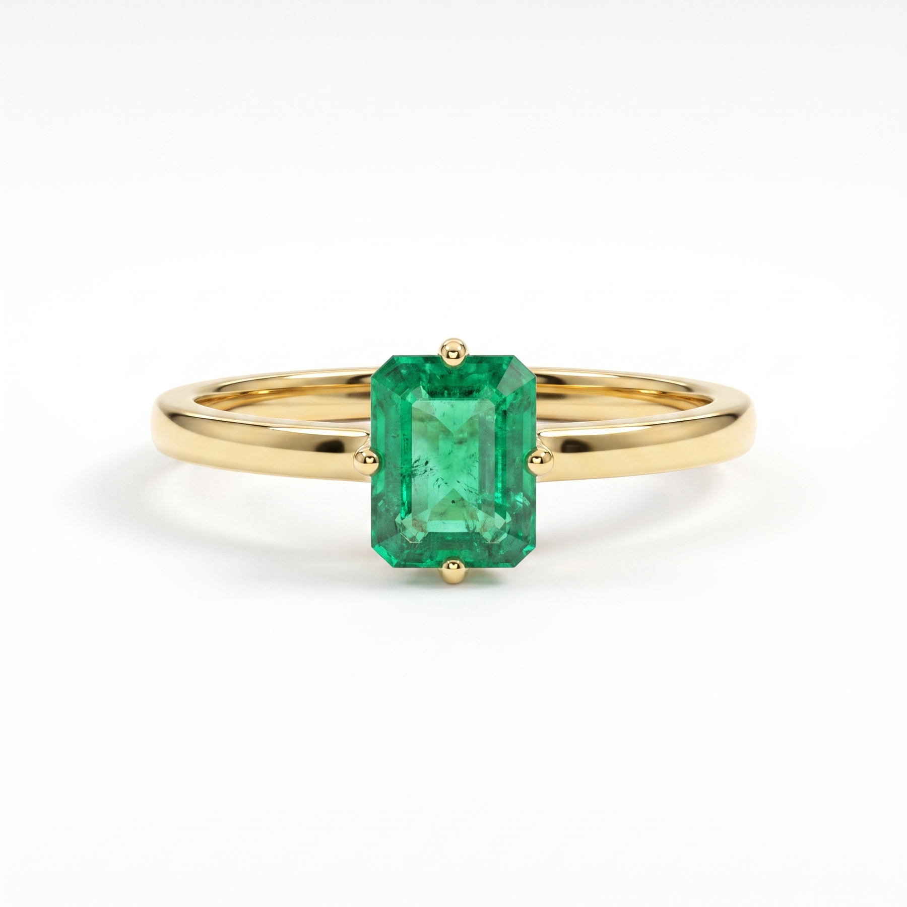 IGI Certified Natural Emerald Cut Emerald Solitaire Ring | 18K Yellow Gold | 0.64 CT Natural Emerald