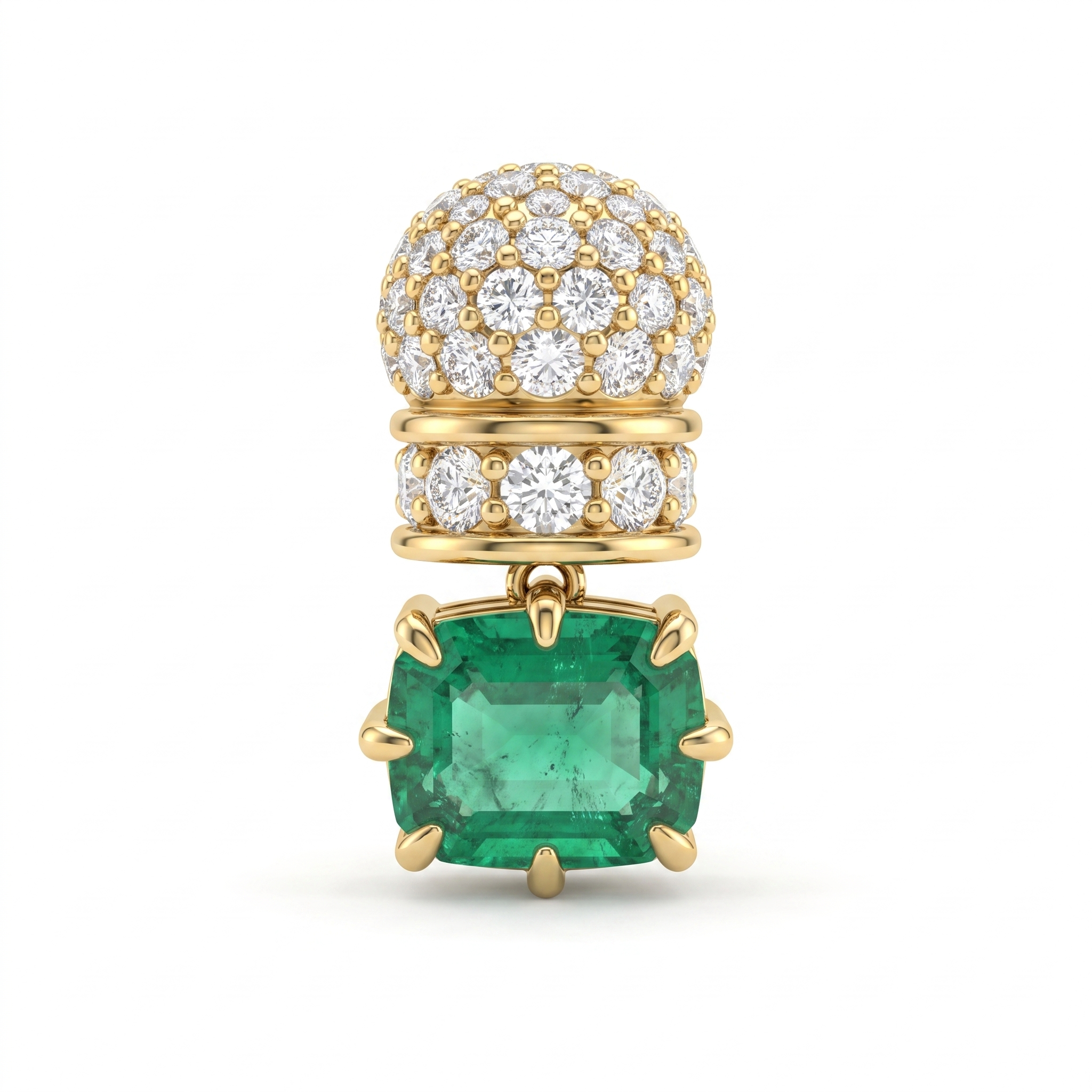 Natural Emerald & Diamond Drop Earrings | 18K Yellow Gold | 0.36 CT Natural Diamonds Secondary image