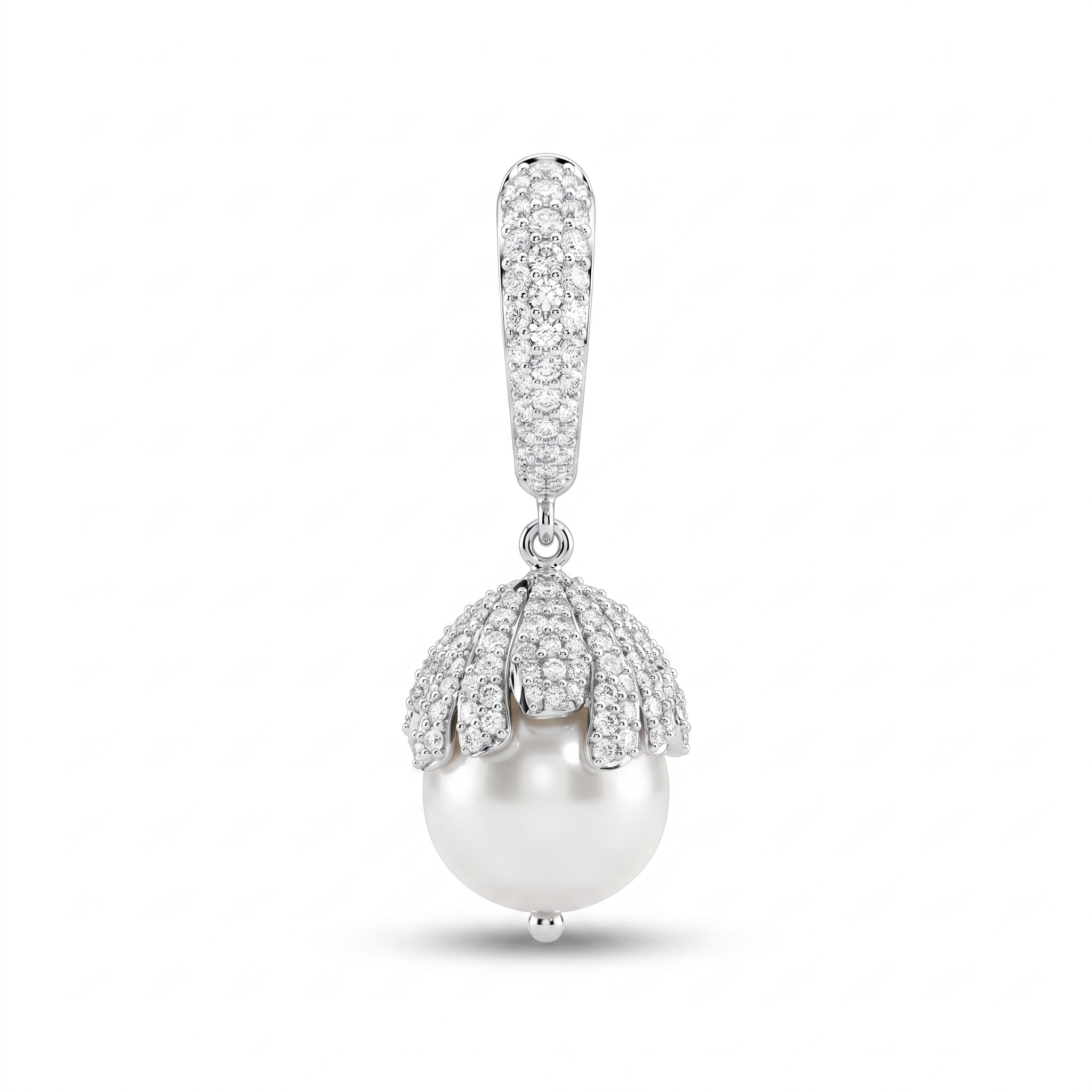Natural Diamond & South Sea Pearl Drop Earrings | 18K White Gold | 2.04 CT Natural Diamonds Secondary image