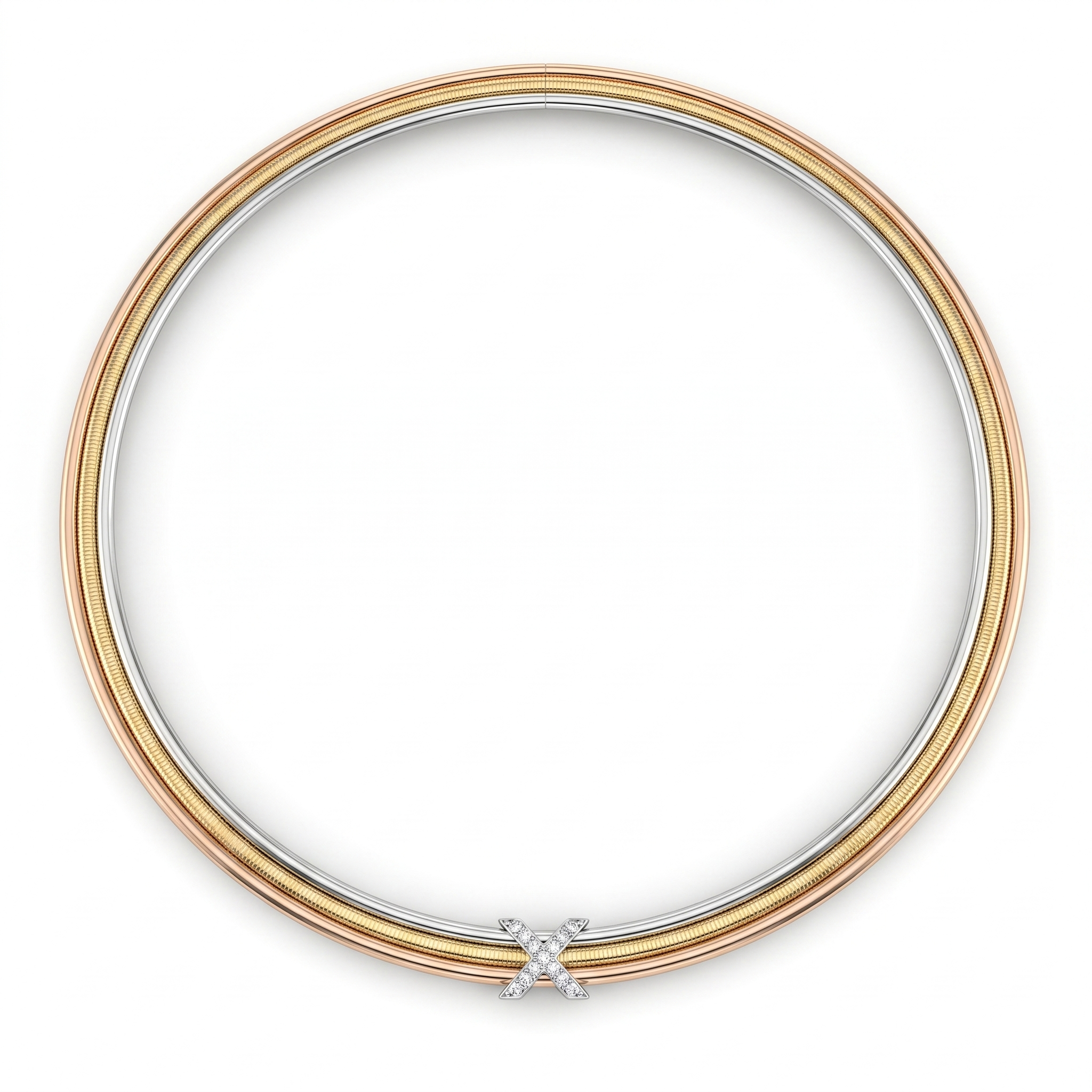 Natural Diamond Three-Tone Omega Necklace in 18K Gold | 0.15 CT Natural Diamonds Main image
