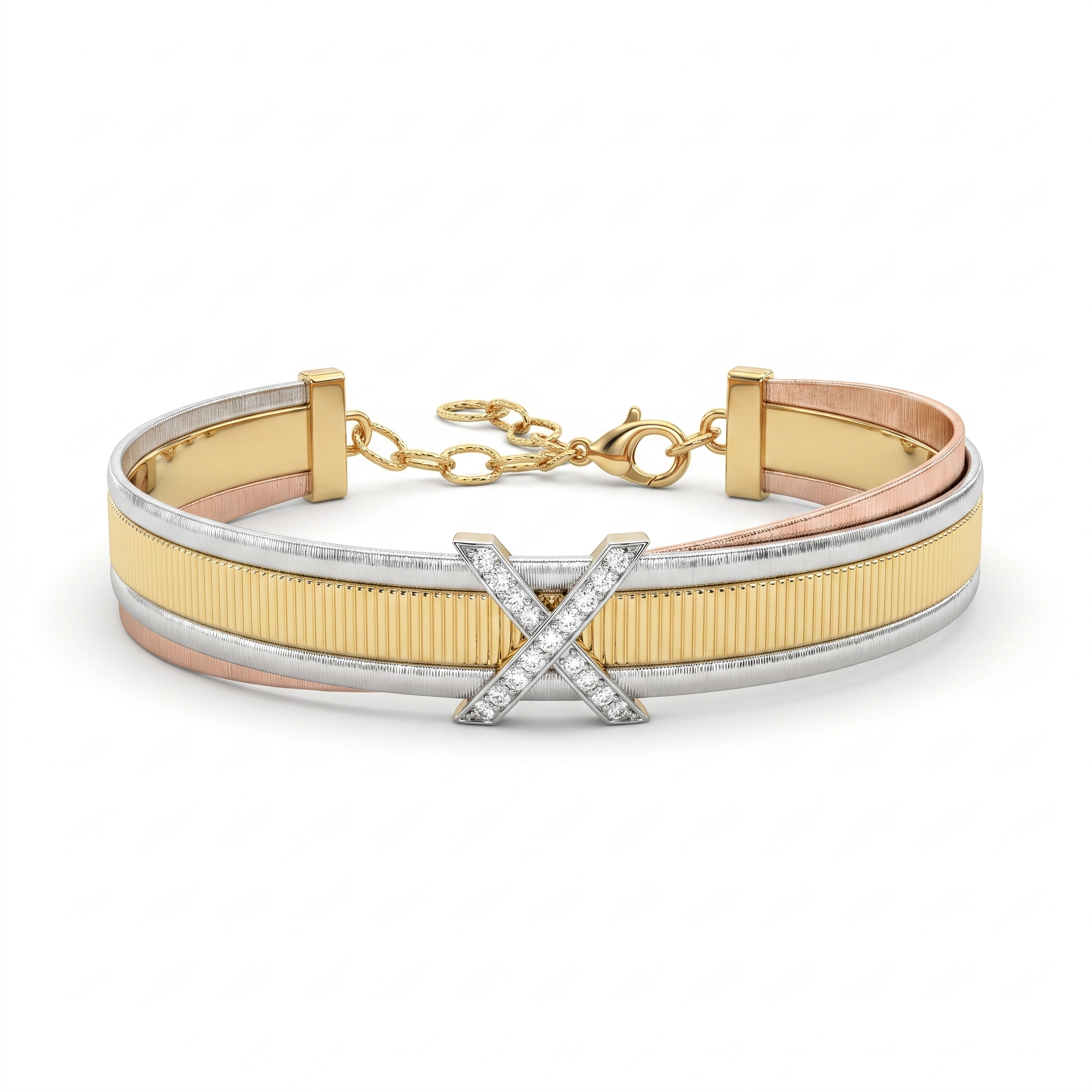 Natural Diamond Three-Tone Bracelet in 18K Gold | 0.15 CT Natural Diamonds Secondary image