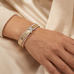 Natural Diamond Three-Tone Bracelet in 18K Gold | 0.15 CT Natural Diamonds