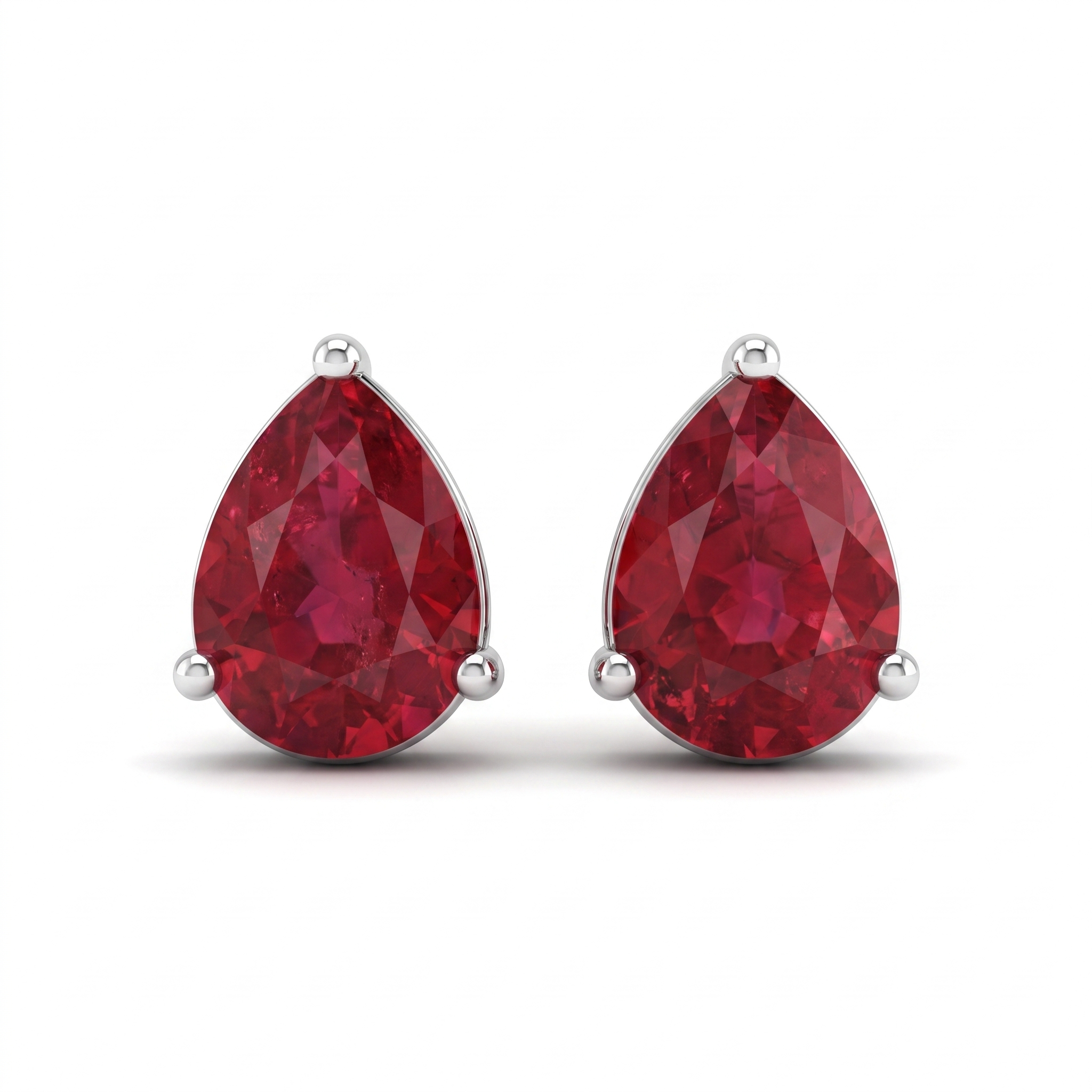 Natural Ruby Stud Earrings in 18K White Gold | 1.00 CT Natural Diamonds Main image