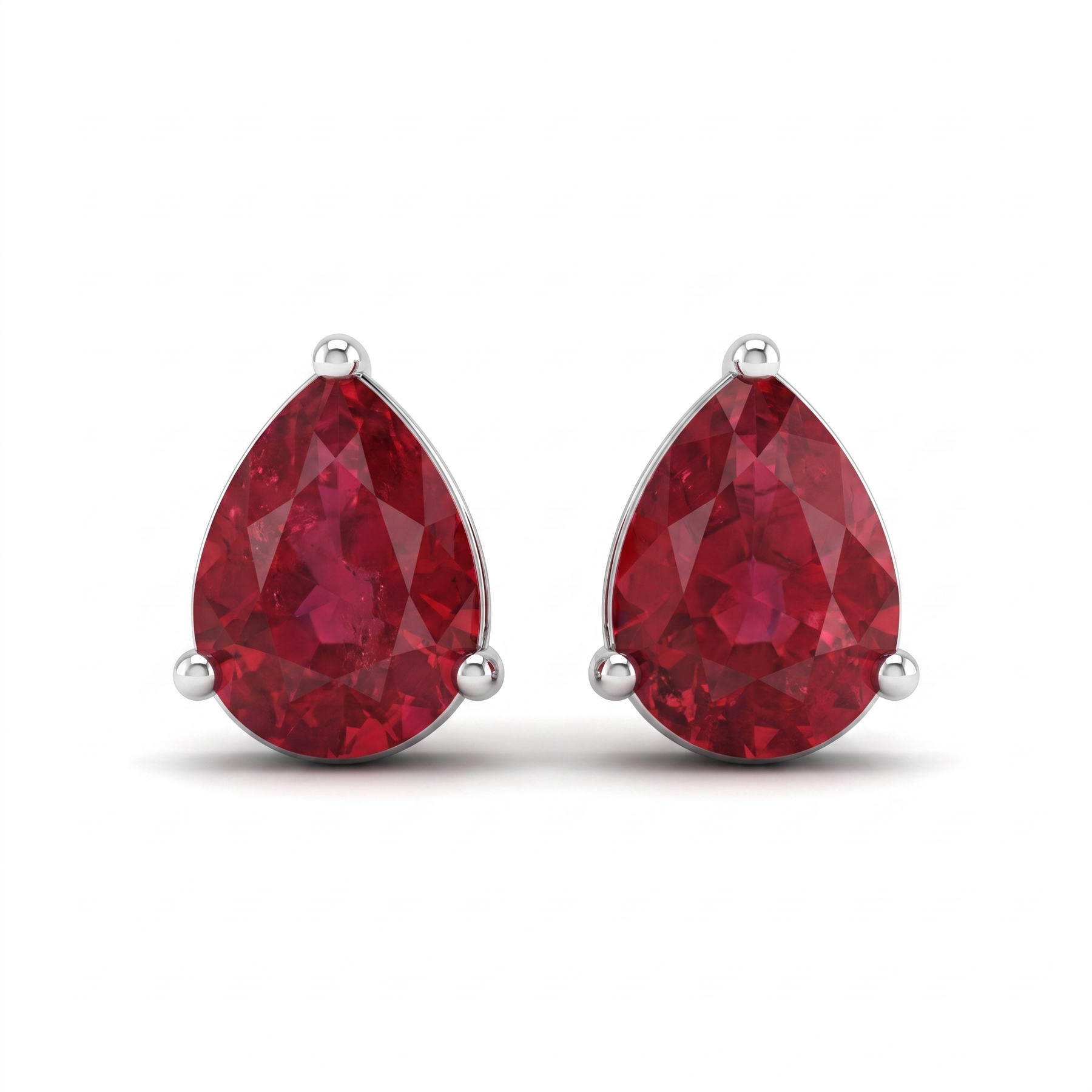 Natural Ruby Stud Earrings in 18K White Gold | 1.00 CT Natural Diamonds