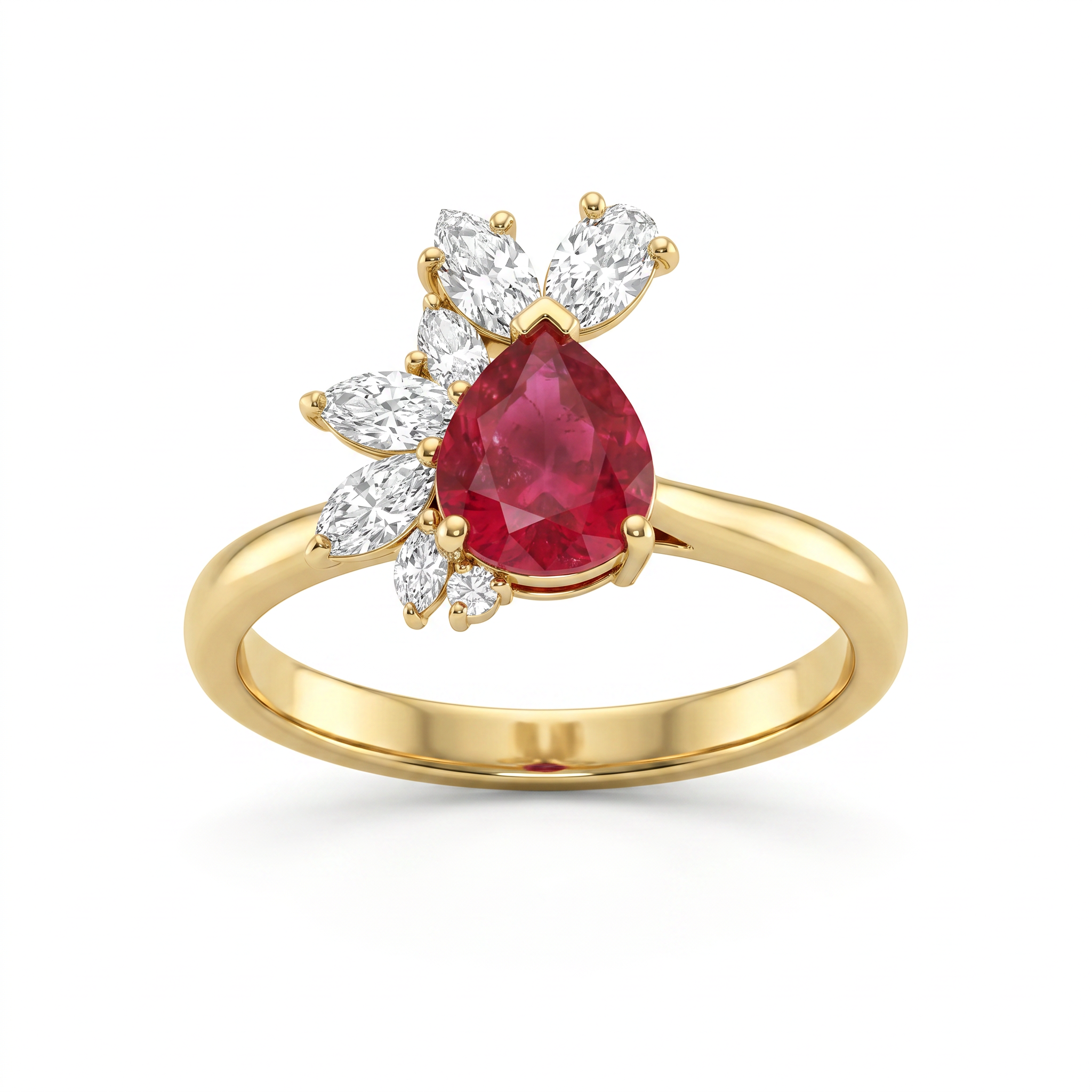 Natural Ruby & 1.65 CT Diamond Ring in 18K Yellow Gold Main image