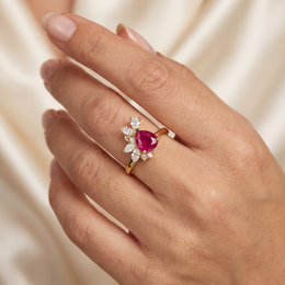 Natural Ruby & 1.65 CT Diamond Ring in 18K Yellow Gold