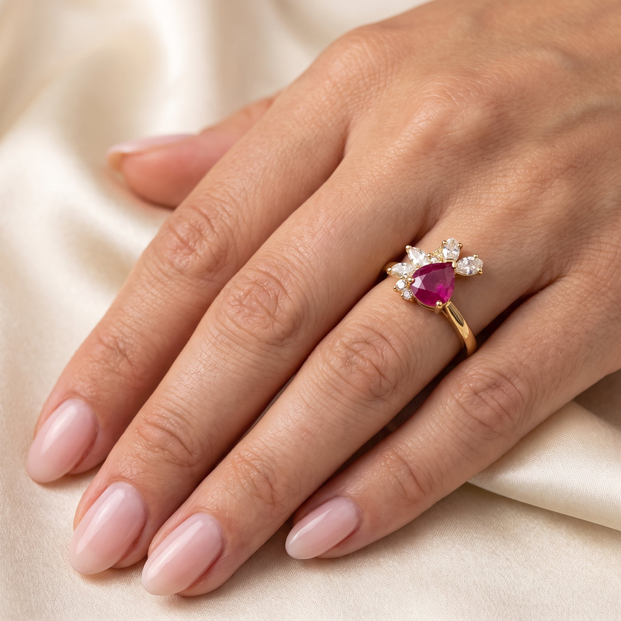 Natural Ruby & 1.65 CT Diamond Ring in 18K Yellow Gold Secondary image
